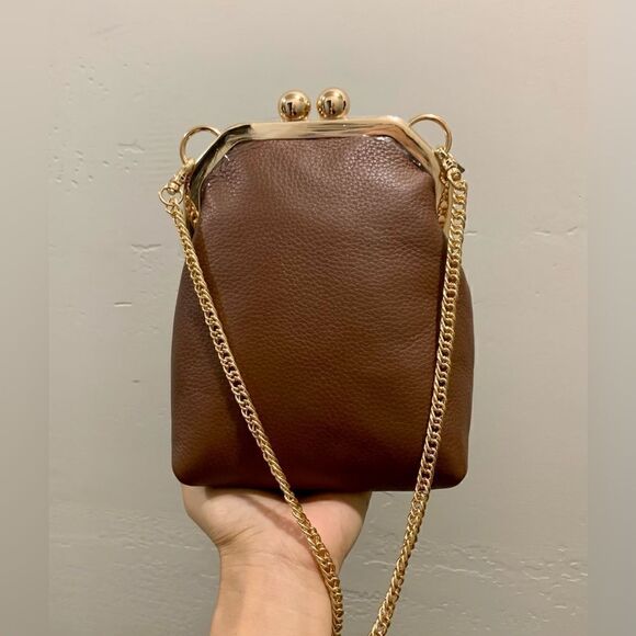 Handmade Genuine Leather Purse/Push Lock Crossbody/Shoulder bag - Picture 1 of 12